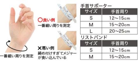 手首サポーター リストバンド サイズ