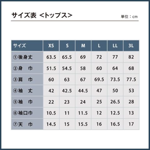 トップス サイズ目安
